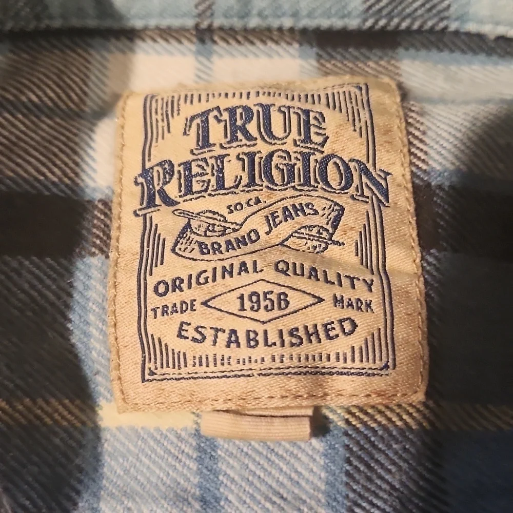 True Religion Men's Blue Plaid Shirt